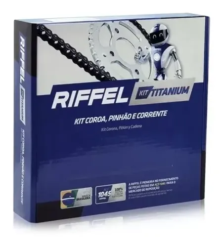 Kit Relação Riffel Ybr 125 Factor Titanium Reforçado Aço1045