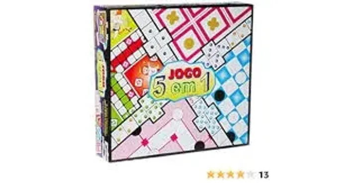 Jogo 5 Em 1 Cx Madeira Carlu 1068 , Dama Dominó Trilha Ludo