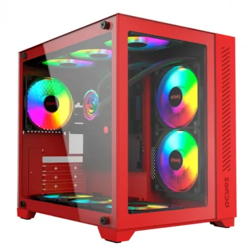 Gabinete Gamer Pcyes Forcefield Red Magma *Sem Fan Led* - Micro-ATX e Mini-ITX - WZetta