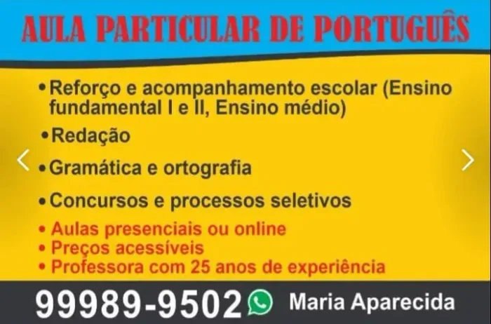 Aula particular de Português