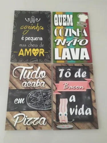 Kit 4 Quadros Cozinha Decorativo 20x30cm