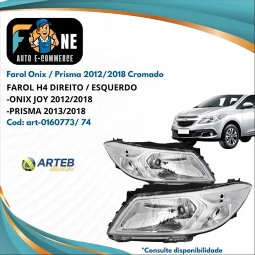 Farol Onix Prisma 2012 2013 2014 2015 2016 2017 e 2018 Máscara Cromada Original