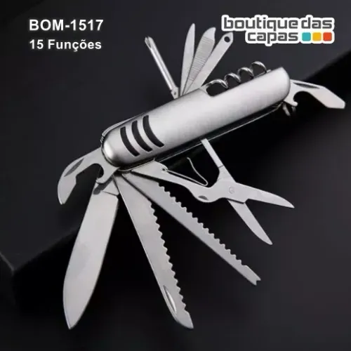 CANIVETE FACA DOBRAVEL MULTIFUNÇÃO SUIÇO BOM-1517 15 Funções 15CM