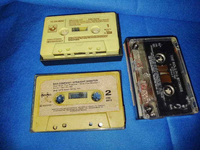 Fitas cassetes K7s Pink Floyd, Bad Company e Rolling Stones, bom estado.