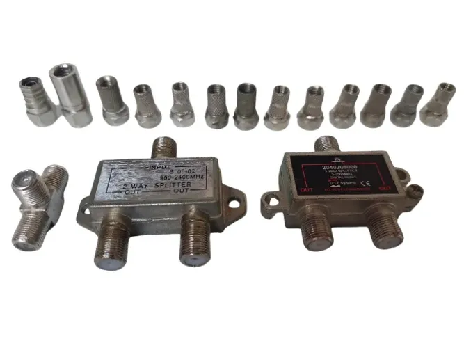 Conector e divisor de cabo coaxial para Cabo RG59 e TV - kit 18 unidades