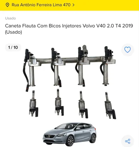 Caneta Flauta com Bicos Injetores Volvo V40 T4 2019