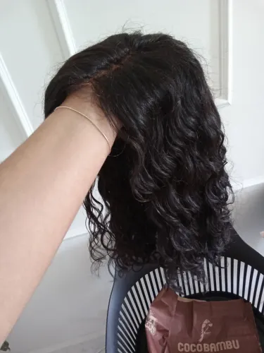 Lacefront humana cabelo ondulado, 43cm qdo seco, pouco usada.