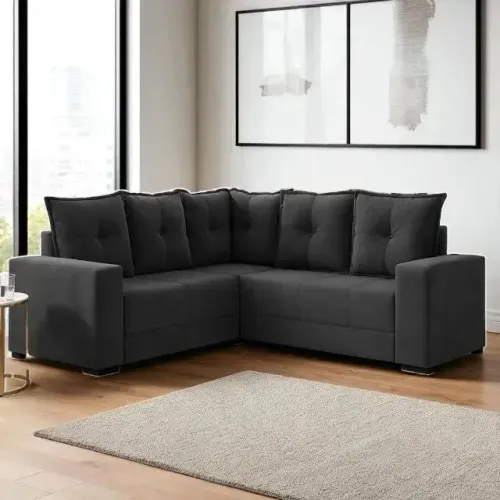 Sofá de canto bella veludo cinza