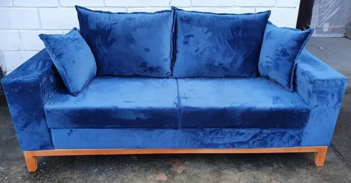 Sofá de Veludo Azul - Novo!