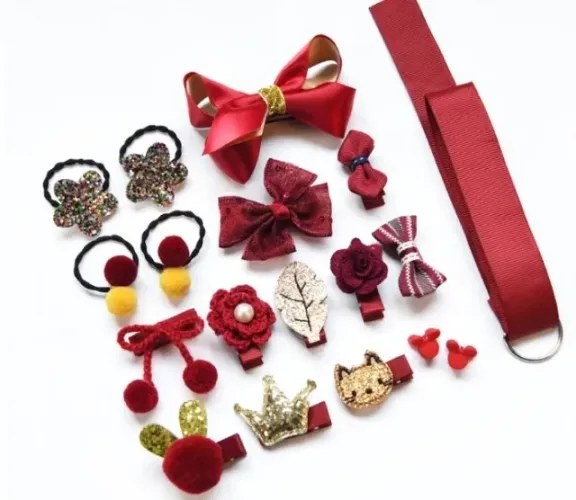 Kit vermelho Acessório Enfeite De Cabelo Para Meninas - Presilhas