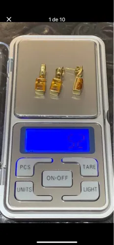 Brincos e pingente ouro 18 k e topázio imperial!