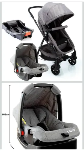 Carrinho de passeio e bebê conforto cosco
