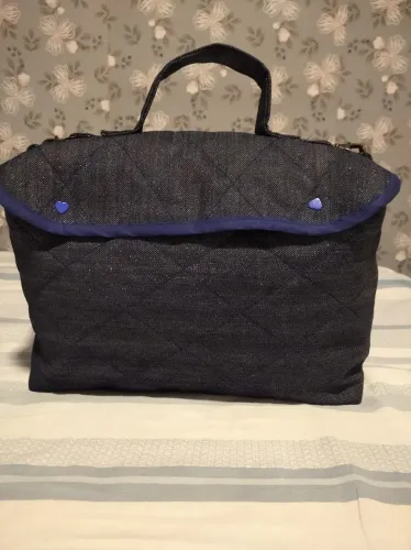 Bolsa Jeans Azul com Detalhes em Azul