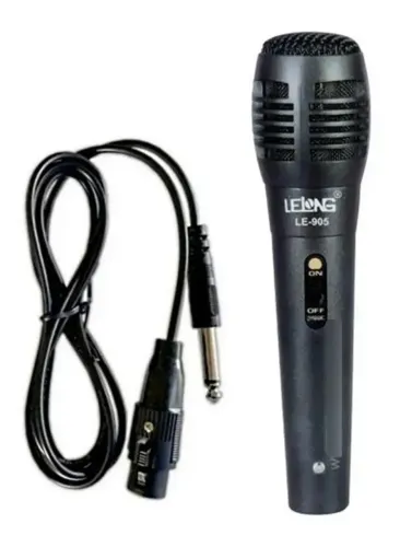 Microfone Profissional Cabo P10 De Mão Com Fio 2,5 M Cor Preto