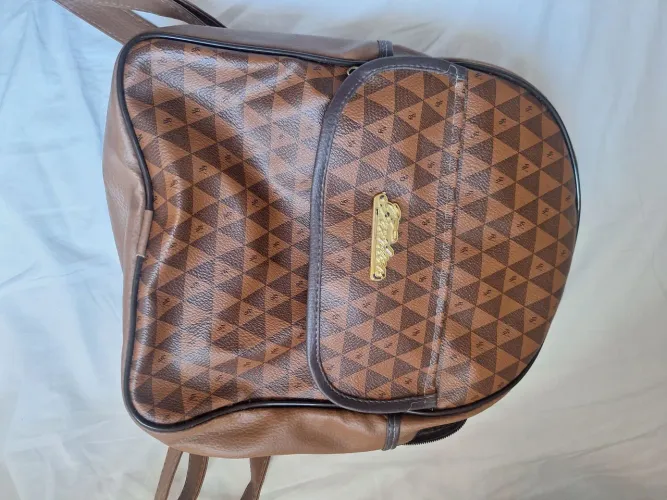 Mochila Vintage Estampada Marrom