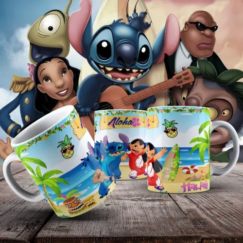 Caneca Decorativa Lilo & Stitch - Aloha!