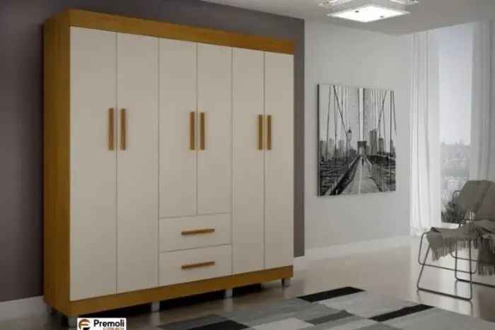 Roupeiro Paris 6 Portas Branco Largura: 164 Chf Moveis