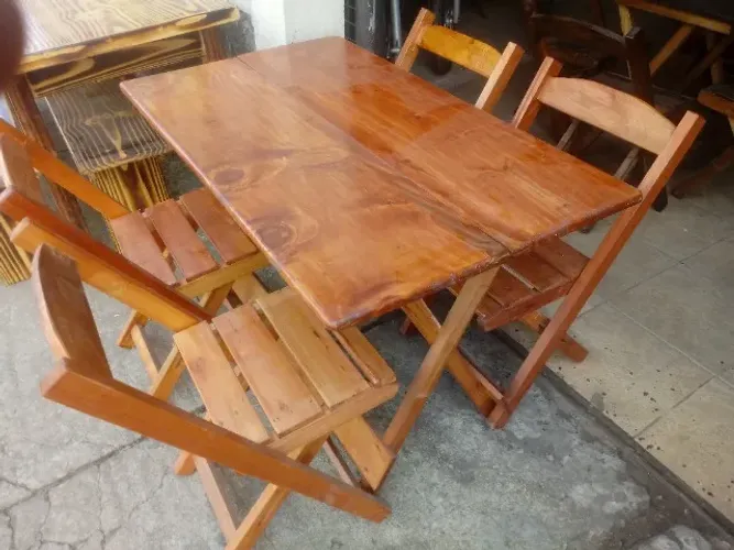 Mesa madeira maciça 1,20x70 com 4 cadeiras para casa,restaurante,bar,pousada etc