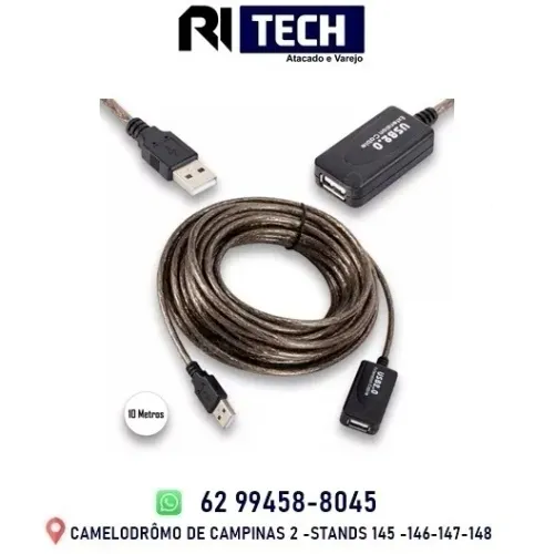 Cabo Extensor Usb 2.0 Ativo Amplificado 10m Macho Fêmea