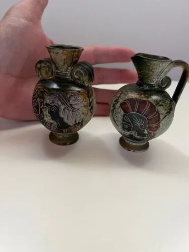 Vasos réplicas vintage pintado à mão Grego Par 