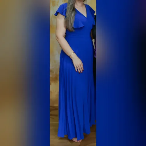 Vestido longo azul bic