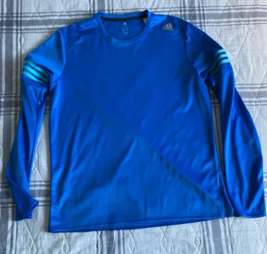Camiseta Adidas Manga Longa Azul