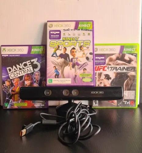 KINECT + 3 JOGOS ORIGINAIS (SEMI-NOVO) C/ GARANTIA_SOMOS LOJA EM CAXIAS 