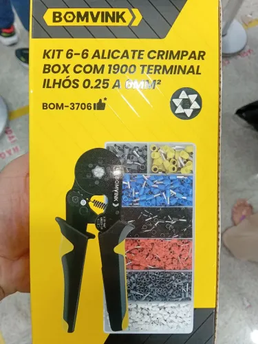 Kit Alicate Crimpar 6-6 + 1900 Terminais Ilhós 0.25-6mm²