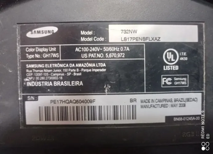 Monitor Samsung 732nwNew*leia*
