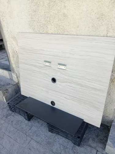 Painel para TV com suporte de parede e suporte p/ TV e prateleiras p/ eletrônicos 