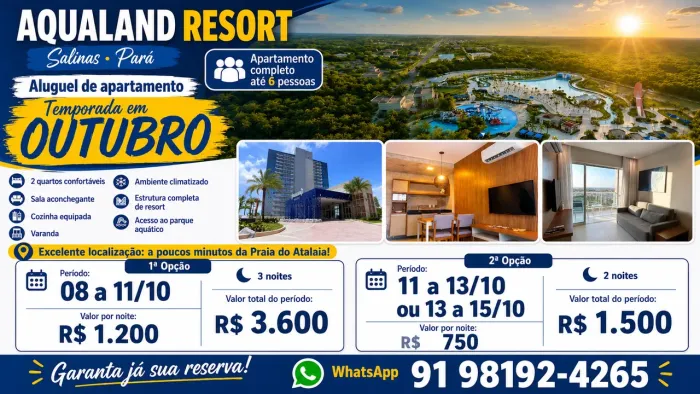 Outubro - Aluguel de apartamento Resort Salinas PA
