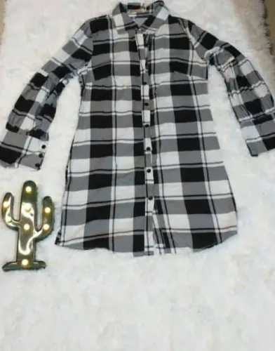 Vestido Chemise Xadrez 7 de Abril Novo | Manga Princesa | Tam P e G