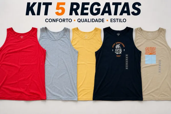 Kit 5 regatas Hering tamanho GG