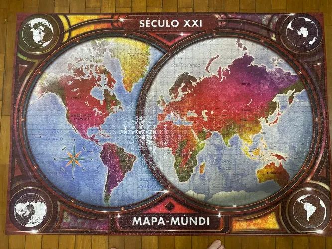 Quebra-Cabeça Mapa Mundi (Grow) de 4000 peças MONTADO e COLADO