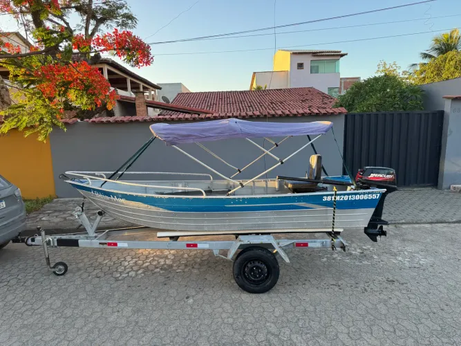 Barco alumínio 4,20 motor Mercury 15 super com Carretinha doc ok
