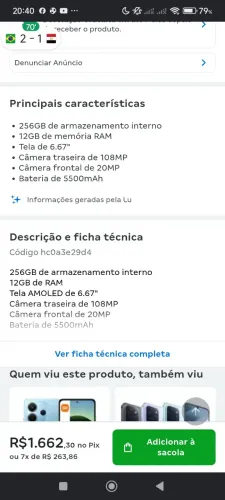 XIAOMI NOTE 14 - ACOMPANHA CAIXA, CARREGADOR ORIGINAL E NOTA FISCAL.