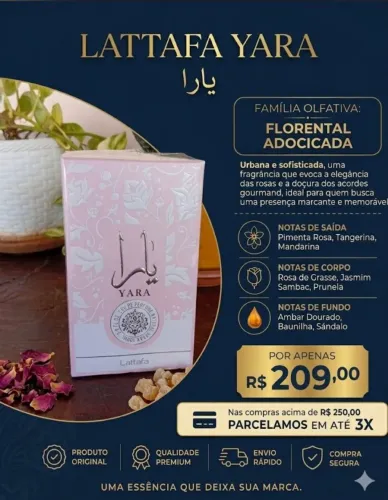 Perfume feminino Árabe original Yara da Lattafa