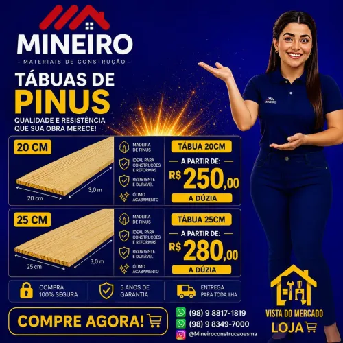 Tábua 20cm e 25cm