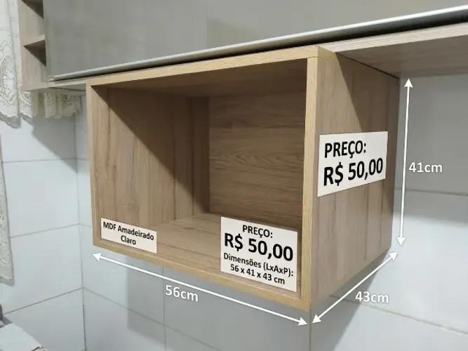 Nicho para Micro-ondas Suspenso em MDF Amadeirado - Ótimo Estado