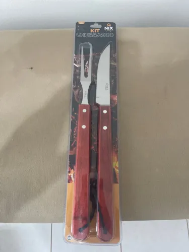 Kit de Churrasco 2 Peças (Faca e Garfo) Inox - Novo na Embalagem