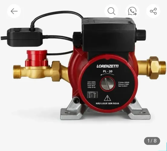 Pressurizador / Bomba Potente Pressão PI 20 Mca 350w Lorenzetti