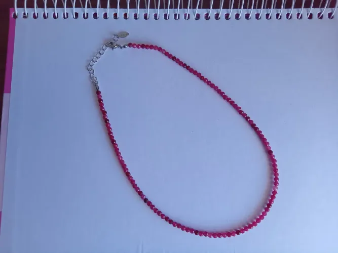 Cordao aço cirurgico com rubi natural cabochao