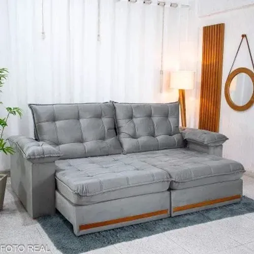 Sofá Retrátil Reclinável Malibu 2.30m Espuma D33 e Molas Ensacadas tf76