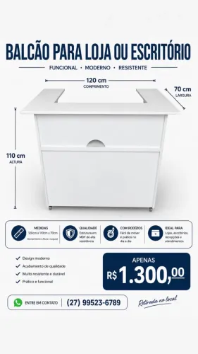 Balcão para loja ou escritório com 2 gavetas