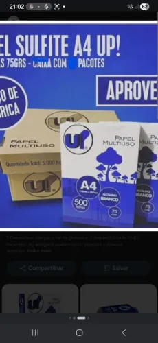 Papel sulfite up a4 75g branco caixa com 5000 folhas