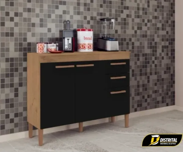 Balcão Modena 3 Portas 2 Gavetas 1,20m Pronta ENtrega