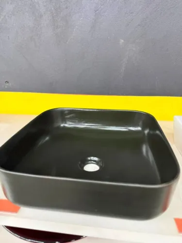 Cuba Pia De Apoio Sobrepor Preta Fosca Para Banheiro Lavabo