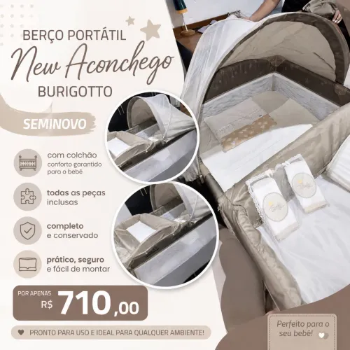 Berço portátil New Aconchego Burigotto SEMINOVO
