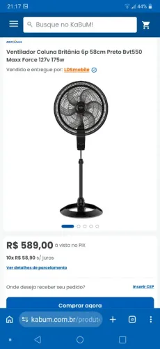 Ventilador britania turbo
