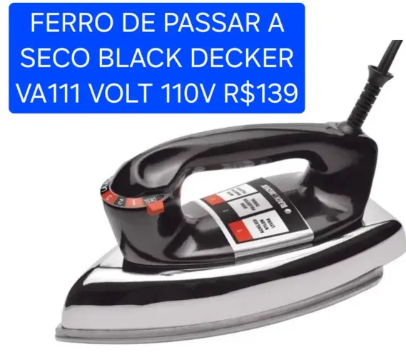 Ferro de passar a seco Black Decker VA111 127V Novo